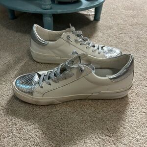 Dolce Vita Zina Women's Silver and White Sneakers Size 8.5